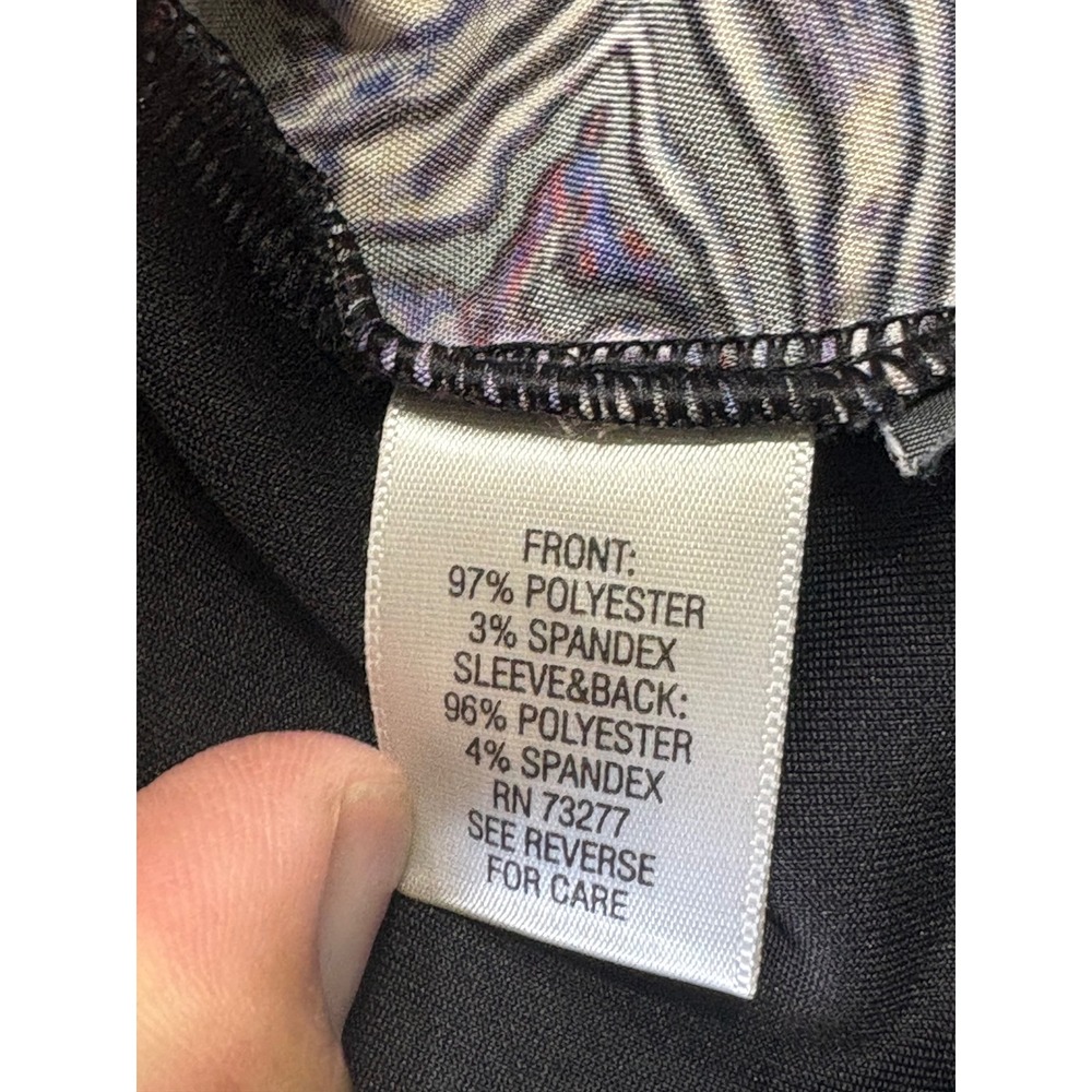 Simply Vera Vera Wang Womens Large Black Marble Swirl Print Raglan Top L - Picture 5 of 7